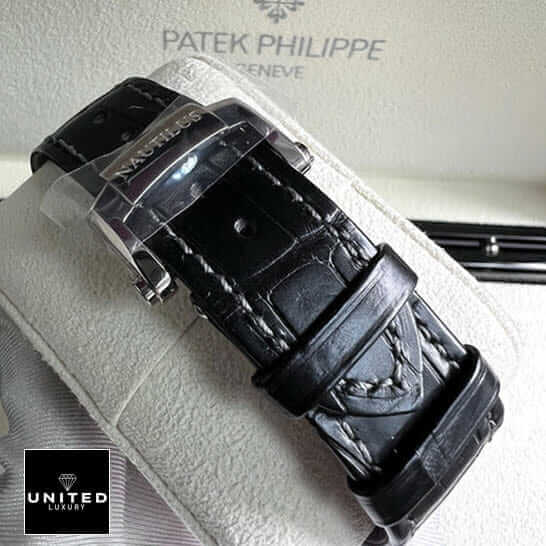 Patek Philippe Nautilus 5712/1A-001 "Moon Phase" Masterpiece Clone patek philippe nautilus moon phase replica 1 Patek Philippe Nautilus Moon Phase Leather Black Bracelet Replica in the box