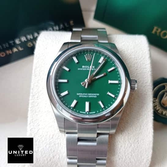 Rolex Datejust 277200 Oyster Perpetual "Green Dial" Perfect Super Clone 4 5 Rolex Perpetual 31 277200 Green Dial Stick indices & stick dot Replica