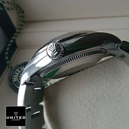 Rolex Datejust 277200 Oyster Perpetual "Green Dial" Perfect Super Clone 6 Rolex Perpetual 31 277200 Stainless Steel Case Replica Right Side Steel Crown Pusher