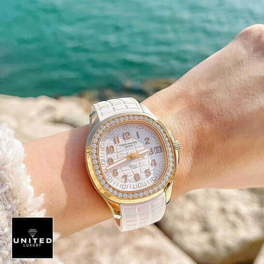 Patek Philippe Aquanaut Luce 5268/200R-012 "Diamond Bezel" First-Class Replica patek philippe aquanaut luce 3 Patek Philippe Aquanaut Diamond Bezel White Rubber Bracelet Replica