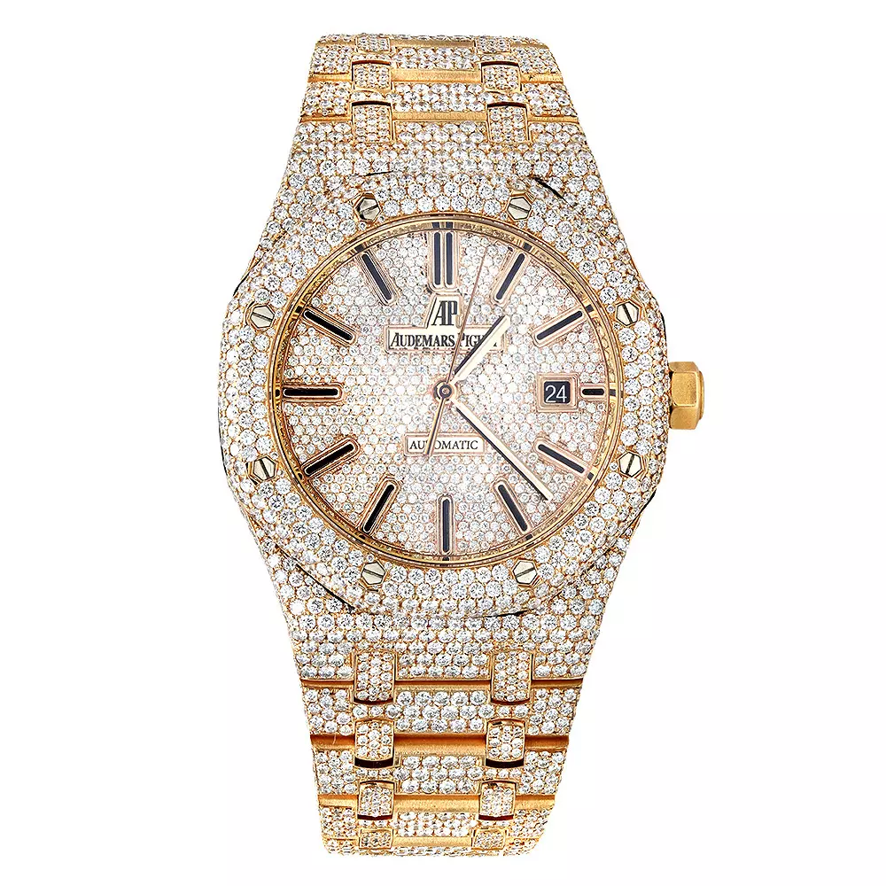 iced-out-ap-watch-rose-gold Audemars Piguet Royal Oak Chronograph 26331BA "Iced Out Gold" Ultra Fine Replica - Image 1
