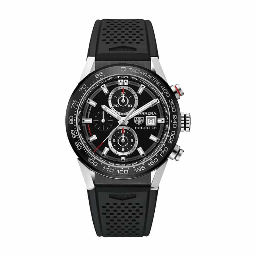 tag-carrera-black-rubber-replica TAG Heuer Carrera Chronograph CBN2A1B.BA0643 "Black Rubber" Deluxe Copy Quality - Image 1