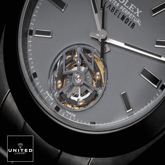Rolex Milgauss 116400 "Label Noir" Near Original Clone unitedluxury black 5 Rolex Label Noir Grey Tourbillon Dial Replica close view