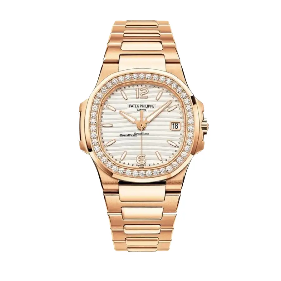 Patek-Nautilus-White-71181200R-001-Ladies-1 Patek Philippe Nautilus 7118/1200R-001 "Rose Gold Diamond Bezel" Luxury Clone Quality - Image 1