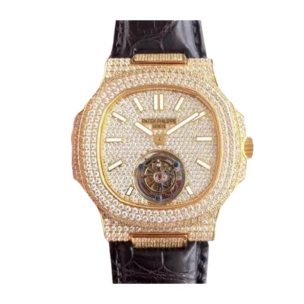 Patek Philippe Nautilus 5711 Tourbillon "Jumbo" Yellow Gold Dial Signature Replica 1:1